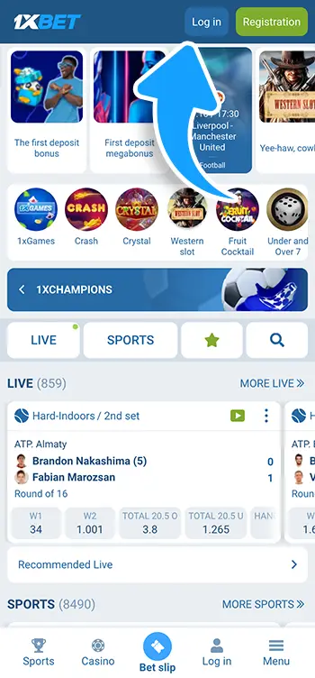 Step 2 - Click on the Log in button