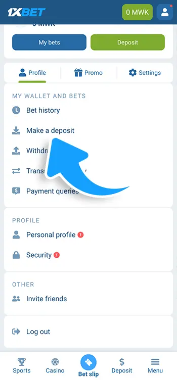 Step 2 - Go to the Deposit section