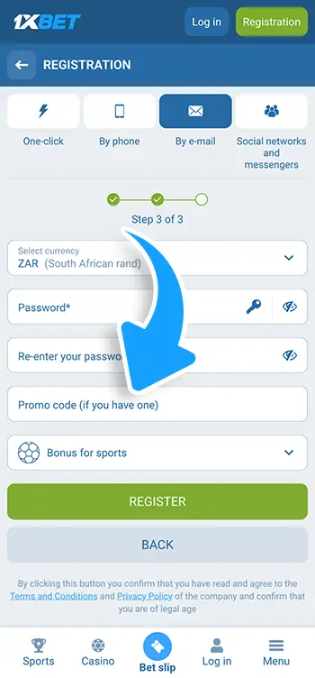 Step 4 - Enter the promo code during registration