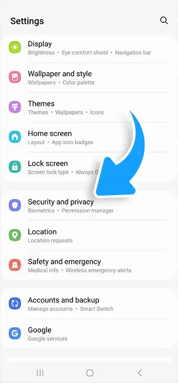 Step 3 - Go to Security settings