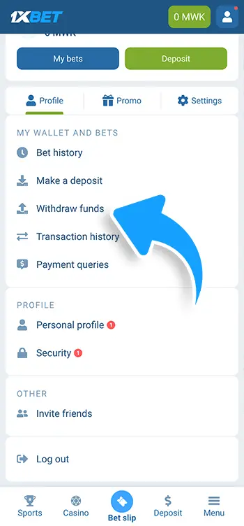 Step 4 - Select Withdraw Funds